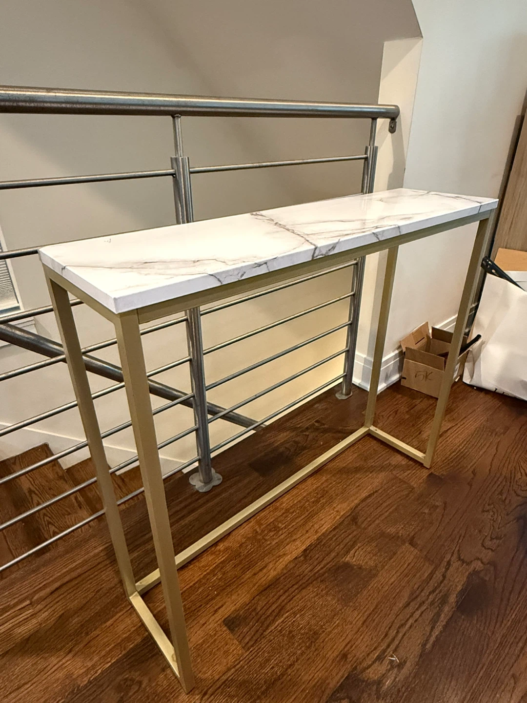 Gold Console Table with Marble Top
