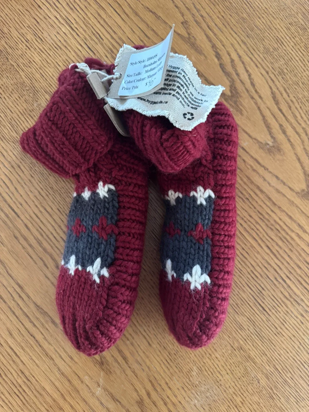 Hygge Bornholm Slippers - Maroon/Grey, M/L thumbnail