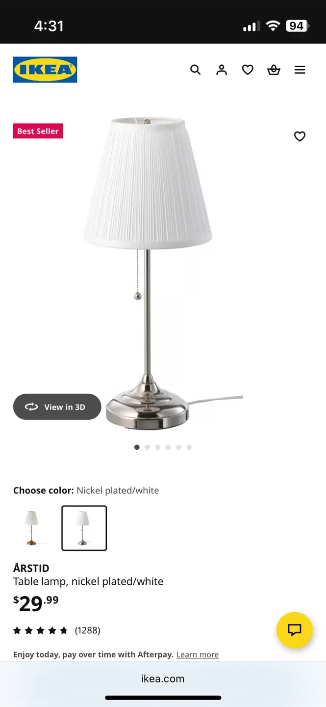 IKEA ÅRSTID Table Lamp - Nickel Plated/White image indicator(2)