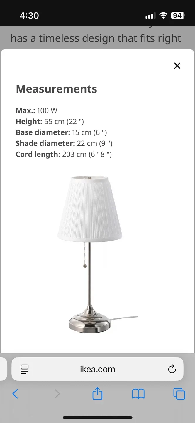 IKEA ÅRSTID Table Lamp - Nickel Plated/White image indicator(3)