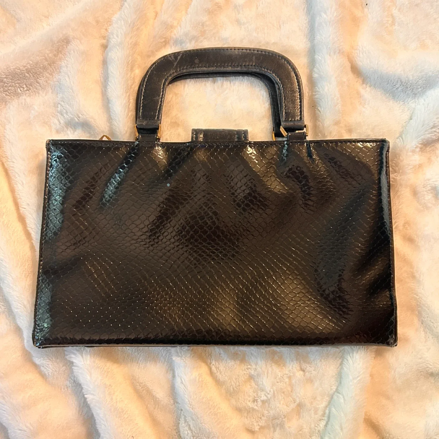 Vintage Black Leather Handbag image indicator(2)