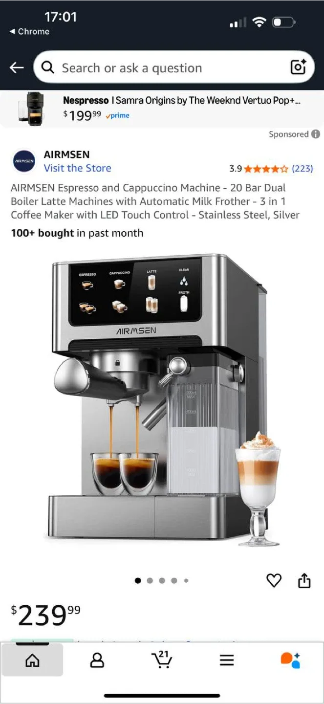 AIRMSEN Espresso & Cappuccino Machine – Tested Like New ☕🔥 image indicator(8)