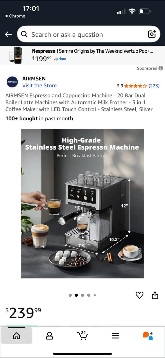 AIRMSEN Espresso & Cappuccino Machine – Tested Like New ☕🔥 image indicator(7)