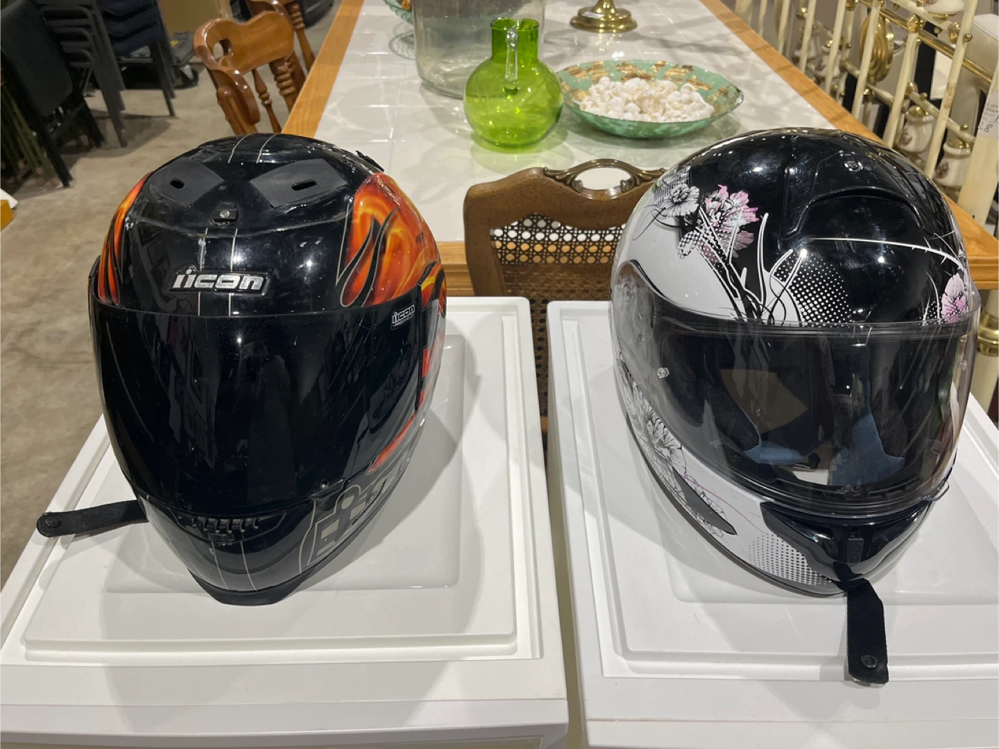 Two Motorbike Helmet Size M&L for the decoration