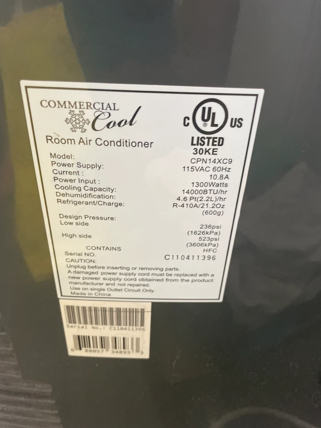 14000 BTU Commercial Cool portable AC - photo 4