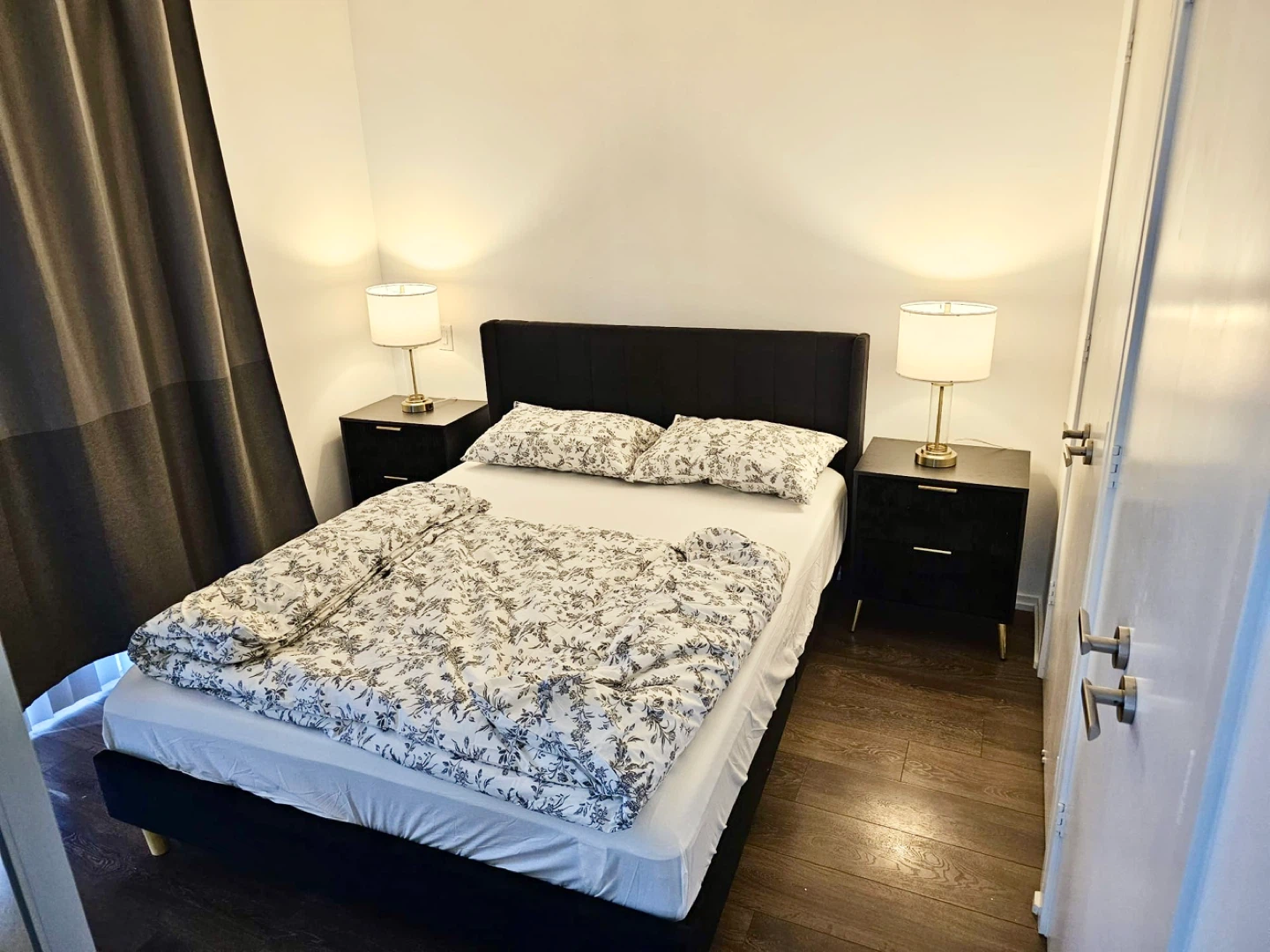 Assembled Black Upholstered Platform Bed Frame