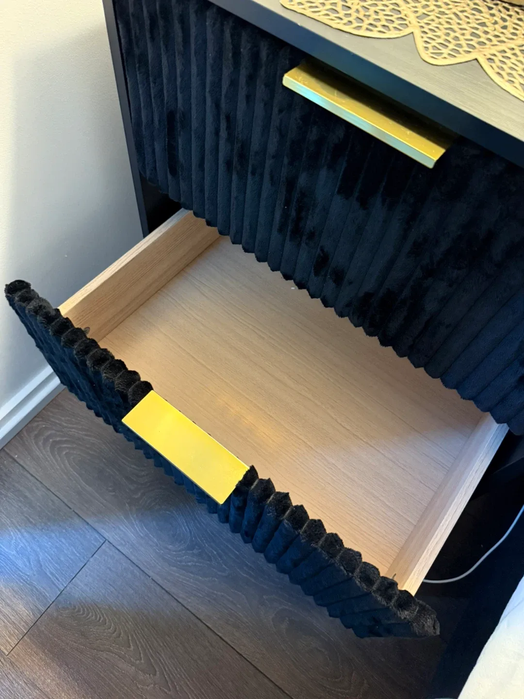 Black Velvet bedside tables/Nightstands with Gold Accents image indicator(6)