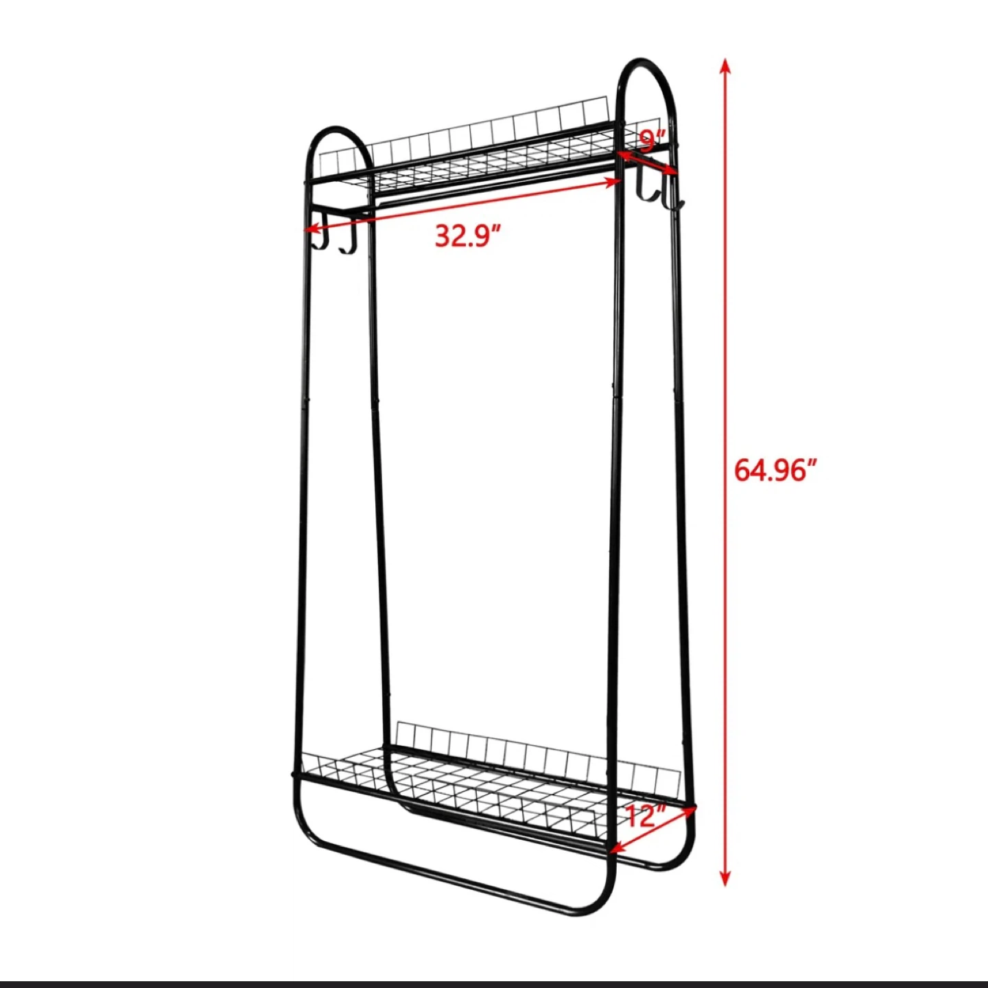 Black Metal Garment Rack with Shelves - photo 2