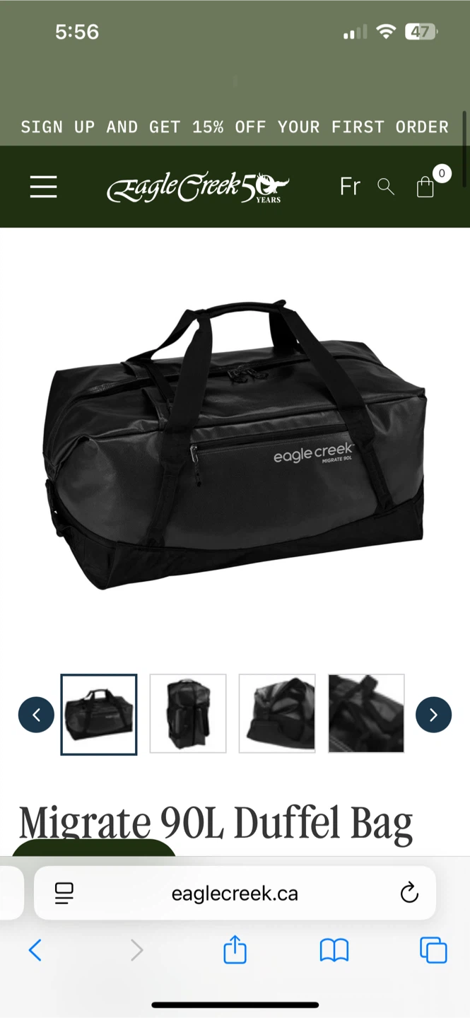 Eagle Creek Migrate 90L Duffel Bag - Black