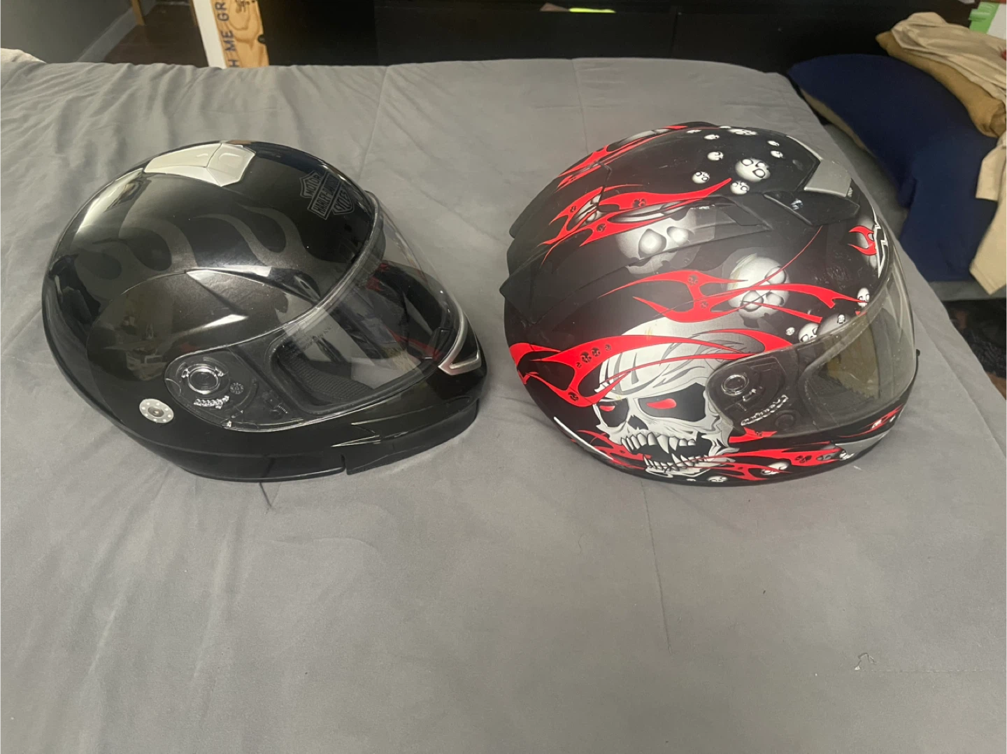 Two Motorcycle Helmets: Harley-Davidson & APX