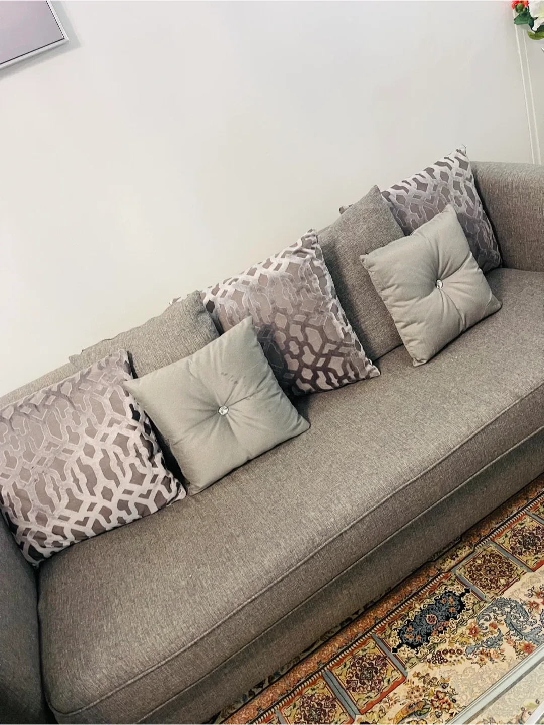 Grey Sofa with Throw Pillows image indicator(3)