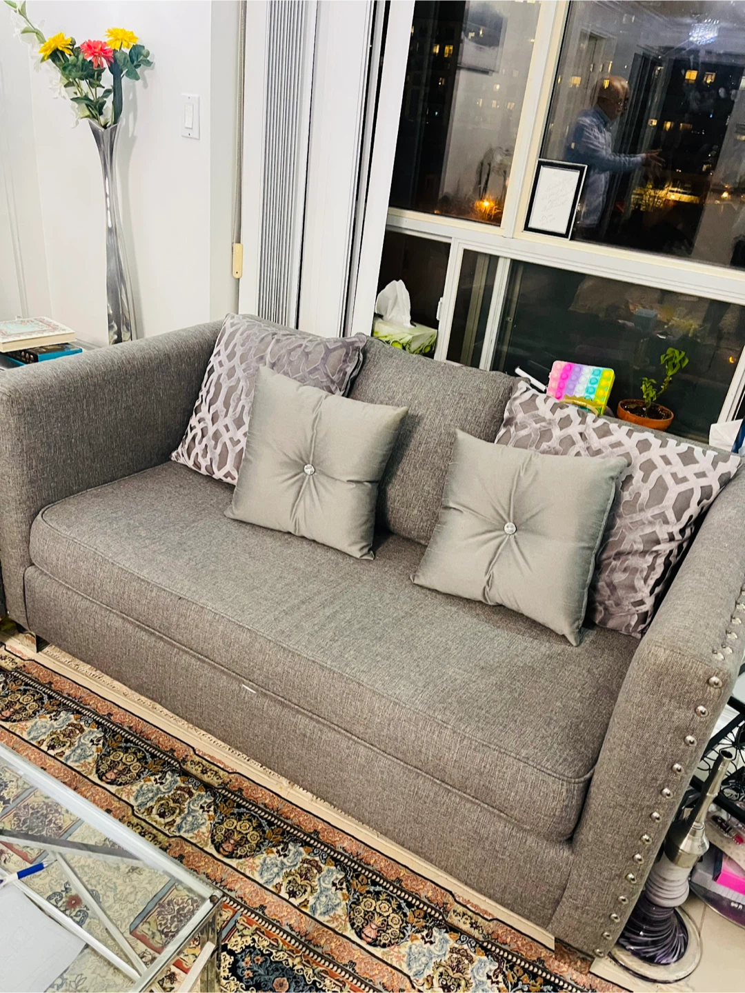 Grey Sofa with Throw Pillows - photo 2