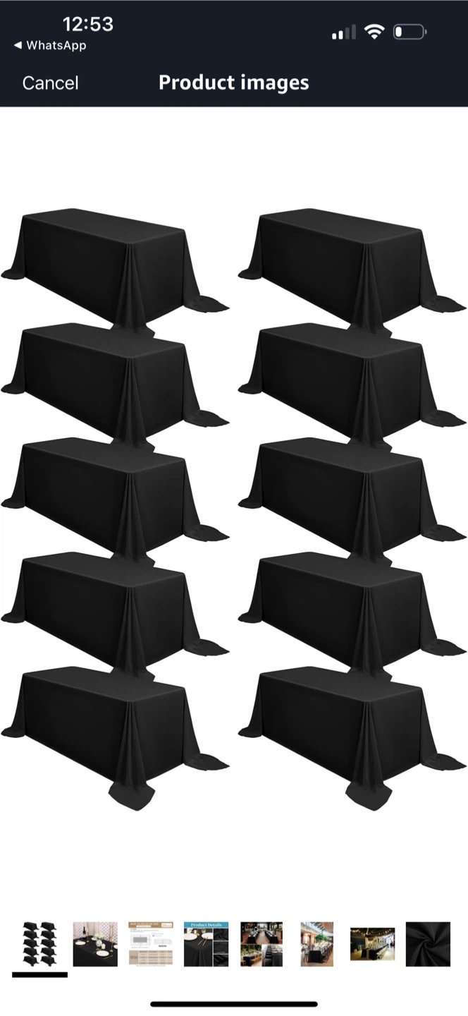 Black Tablecloth 90 x 156 inch - 10 Pack