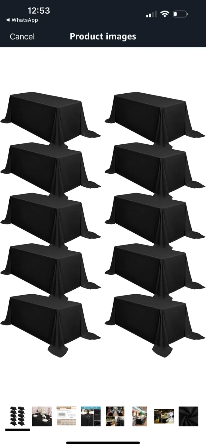 Black Tablecloth 90 x 156 inch - 10 Pack thumbnail
