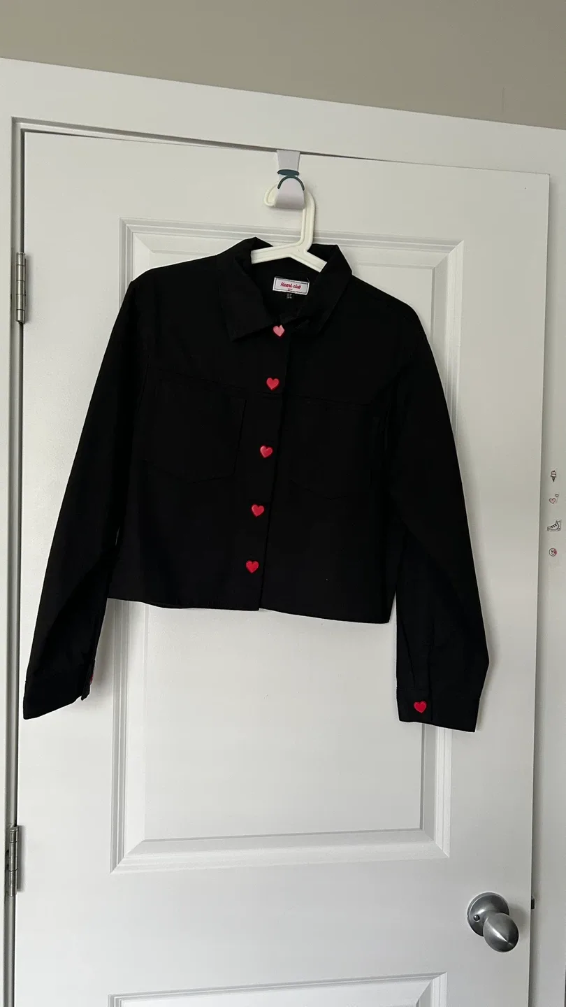 Heart Club Black Jacket with Red Heart Buttons, Size XS image indicator(2)