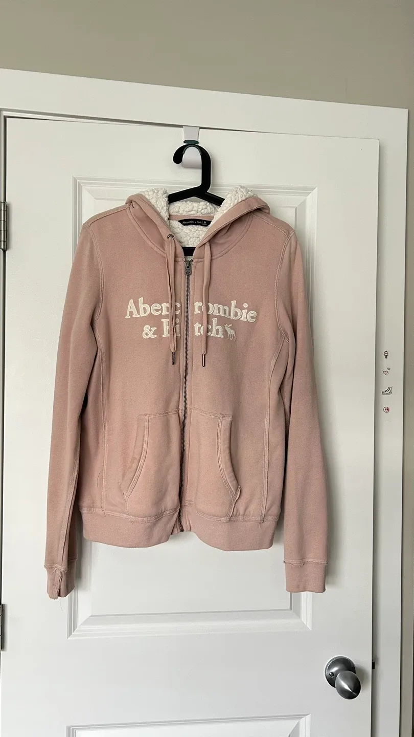 Abercrombie & Fitch Pink Sherpa Hoodie - Size M thumbnail
