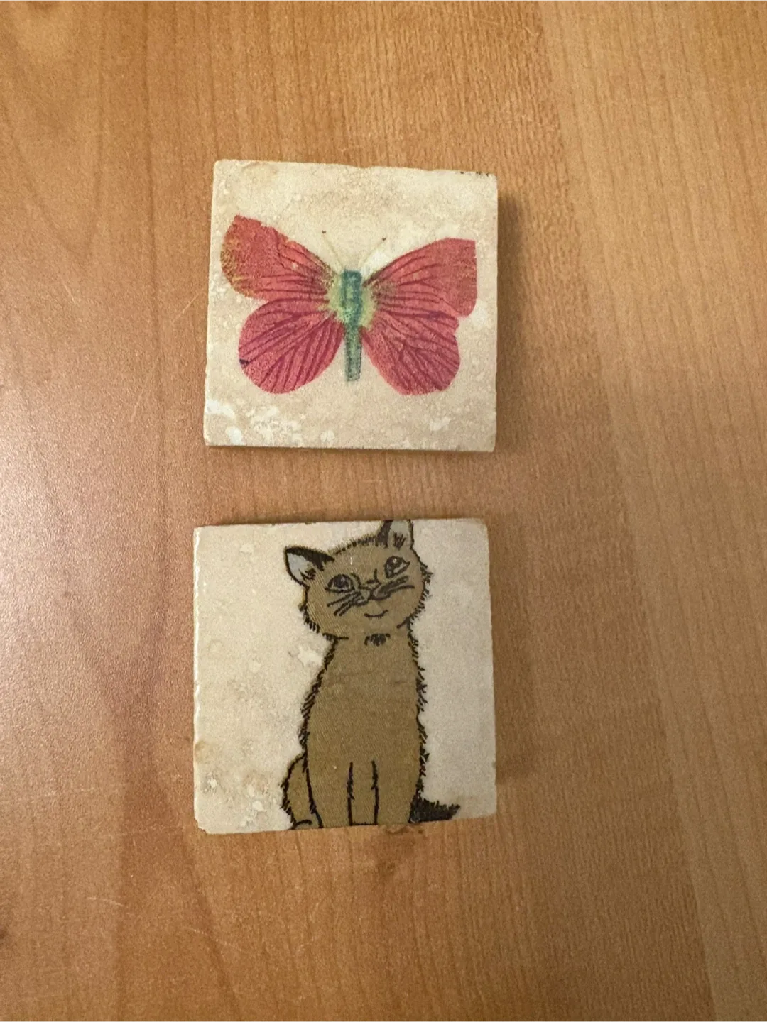 🥕Handmade Decorative Tiles - Butterfly & Cat thumbnail