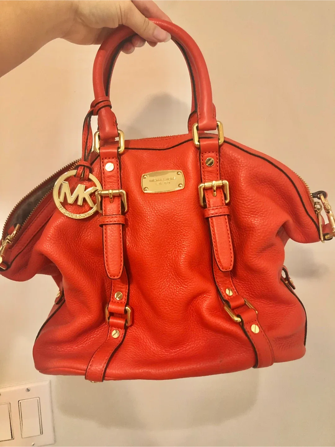 Michael Kors Red Leather Satchel thumbnail