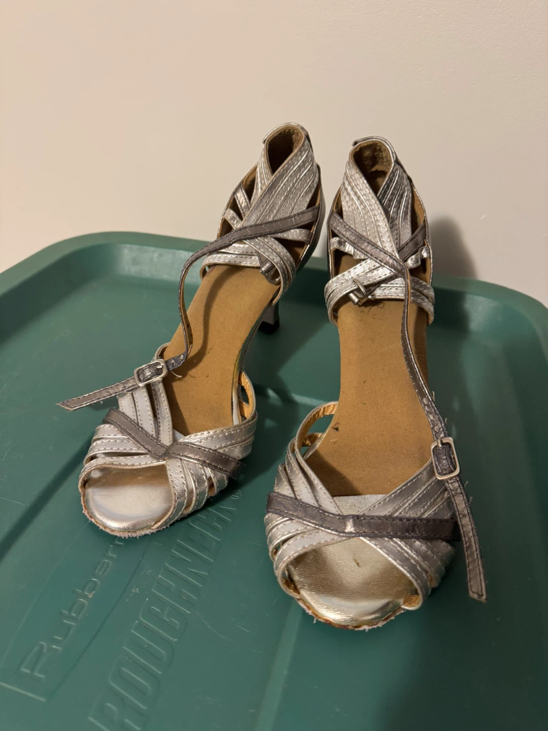 Burju Silver Ballroom Dance Shoes, Size 7 - photo 2