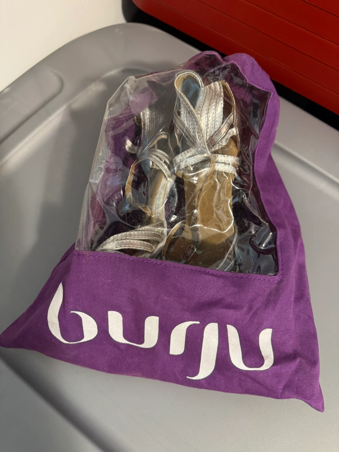 Burju Silver Ballroom Dance Shoes, Size 7
