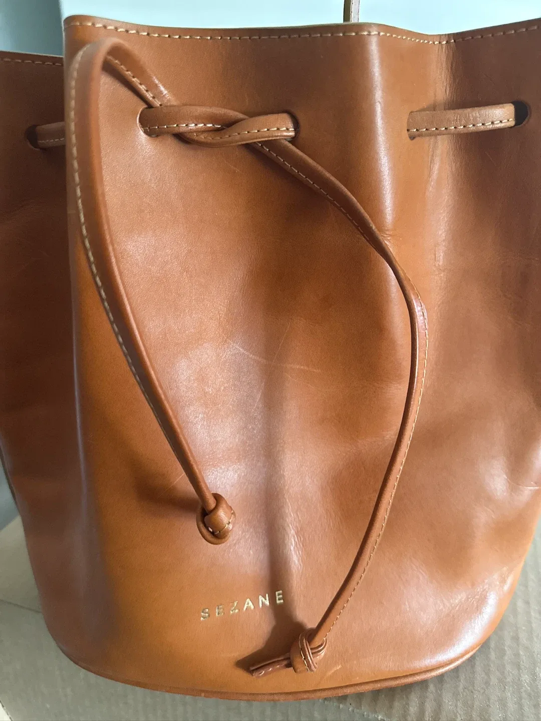 Sézane Brown Leather Bucket Bag image indicator(2)