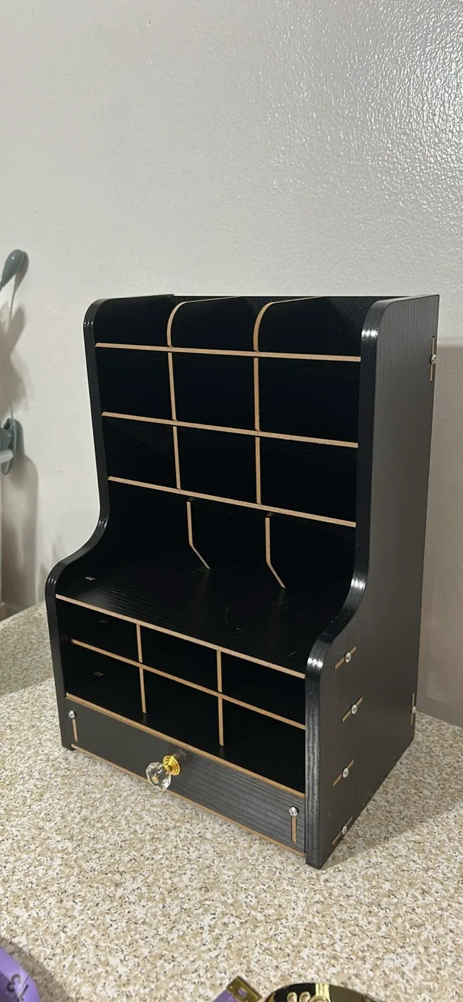 Black Desk Organizer with Drawer thumbnail