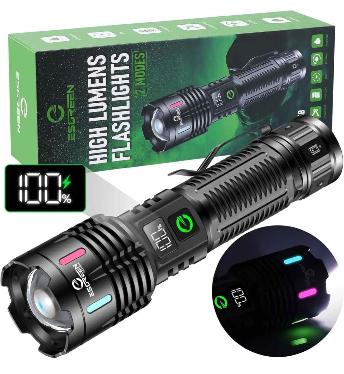 ESGREEN High Lumens Flashlight - 2 Modes thumbnail