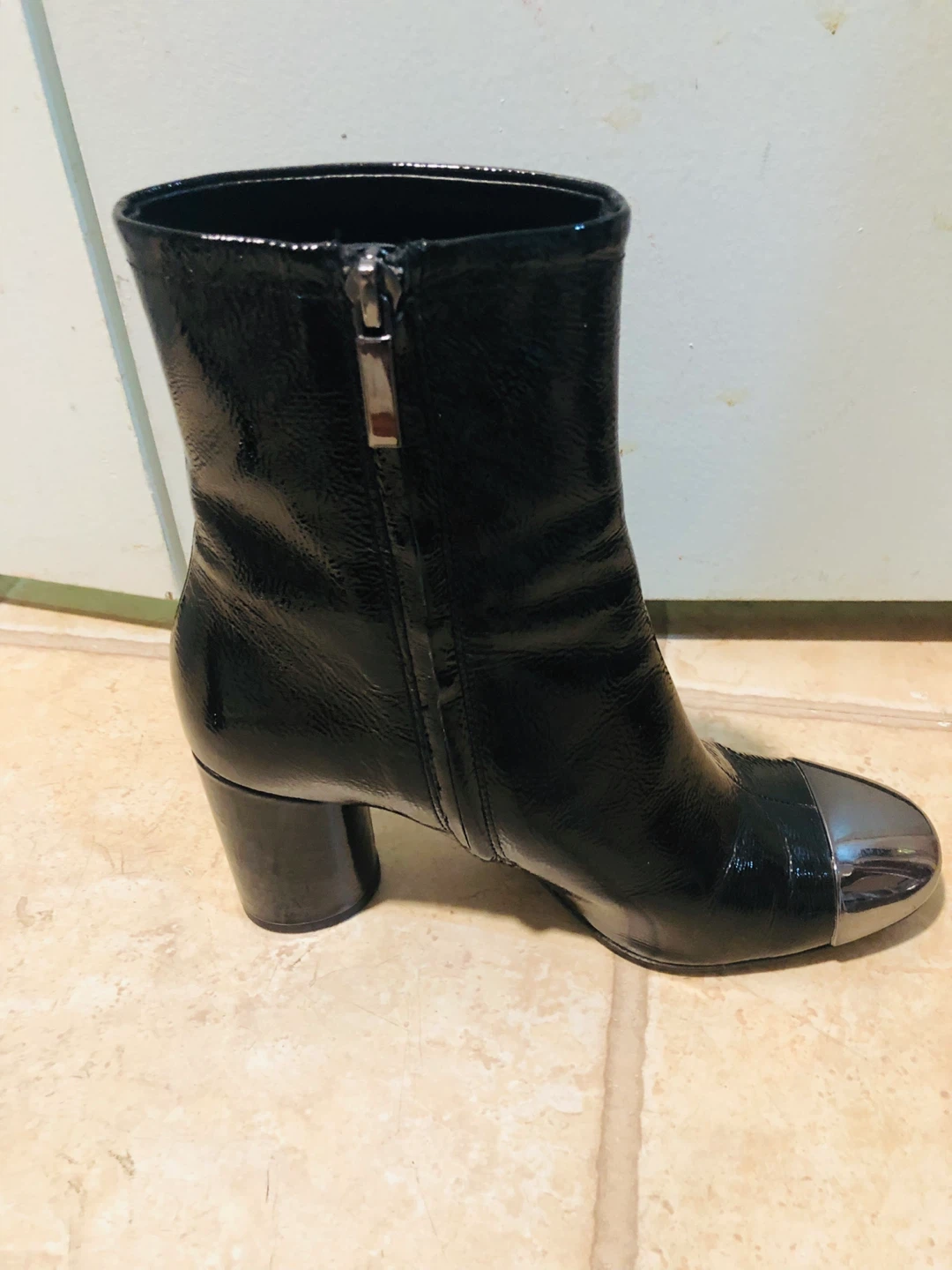 Zara Black Ankle Boots with Silver Toe - photo 5