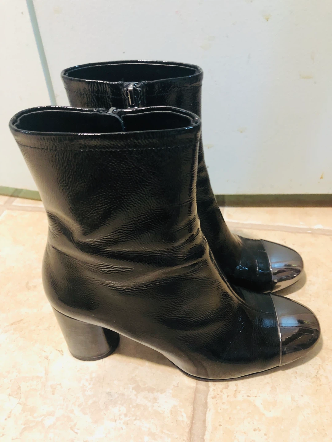 Zara Black Ankle Boots with Silver Toe - photo 4