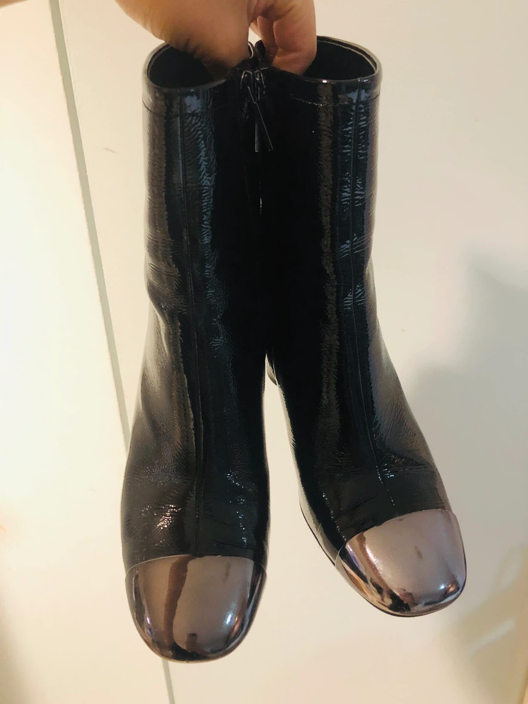 Zara Black Ankle Boots with Silver Toe - photo 2