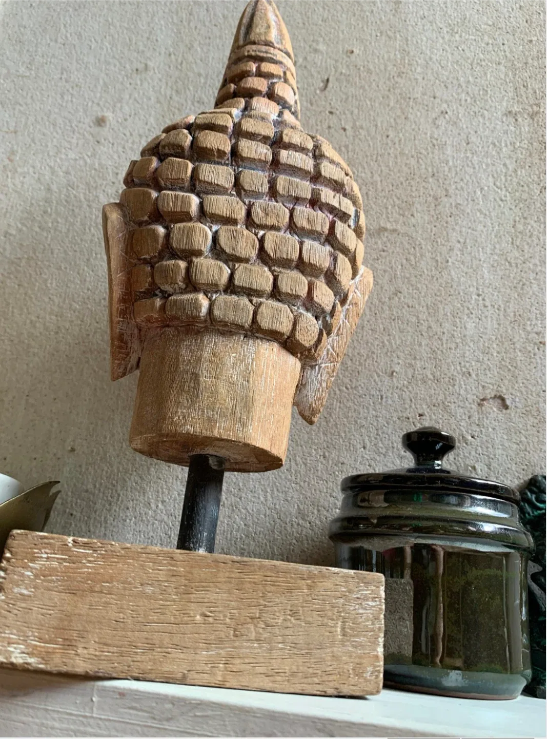 Vintage Wooden Buddha Head Statue image indicator(8)