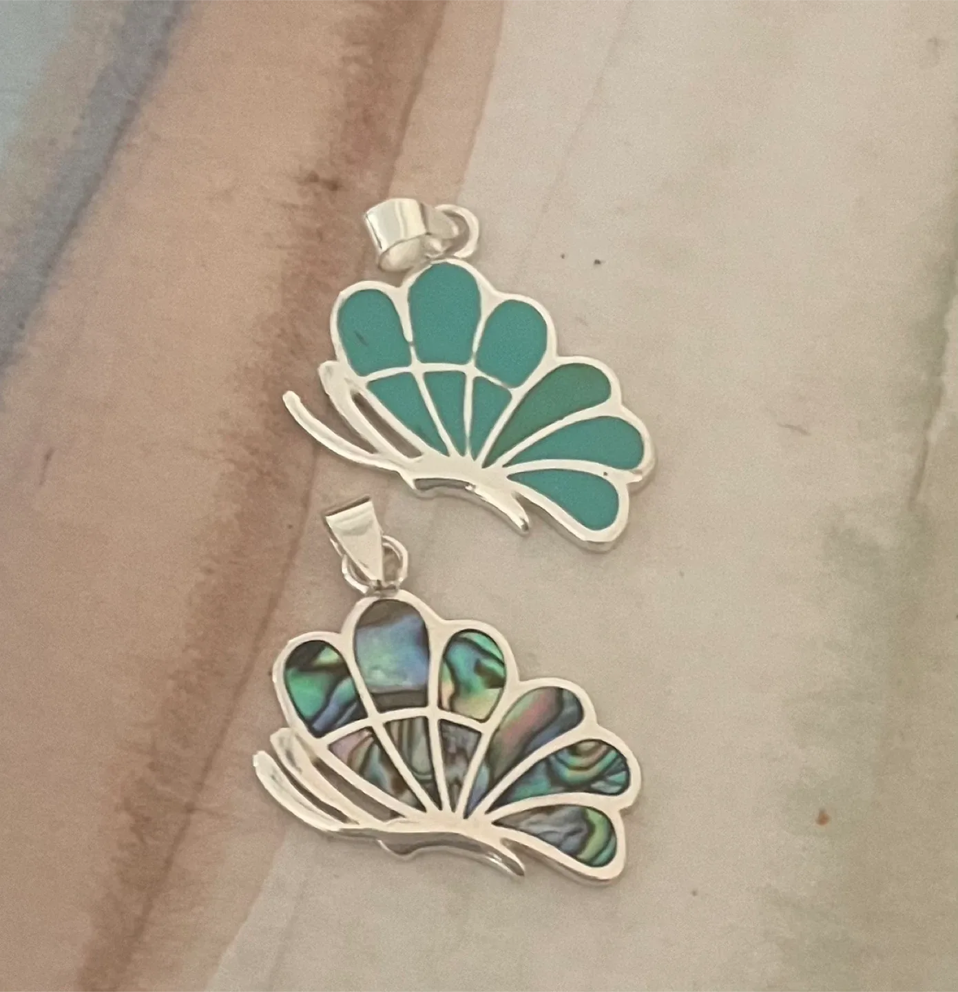 Butterfly pendants - abalone & turquoise (priced per item) thumbnail