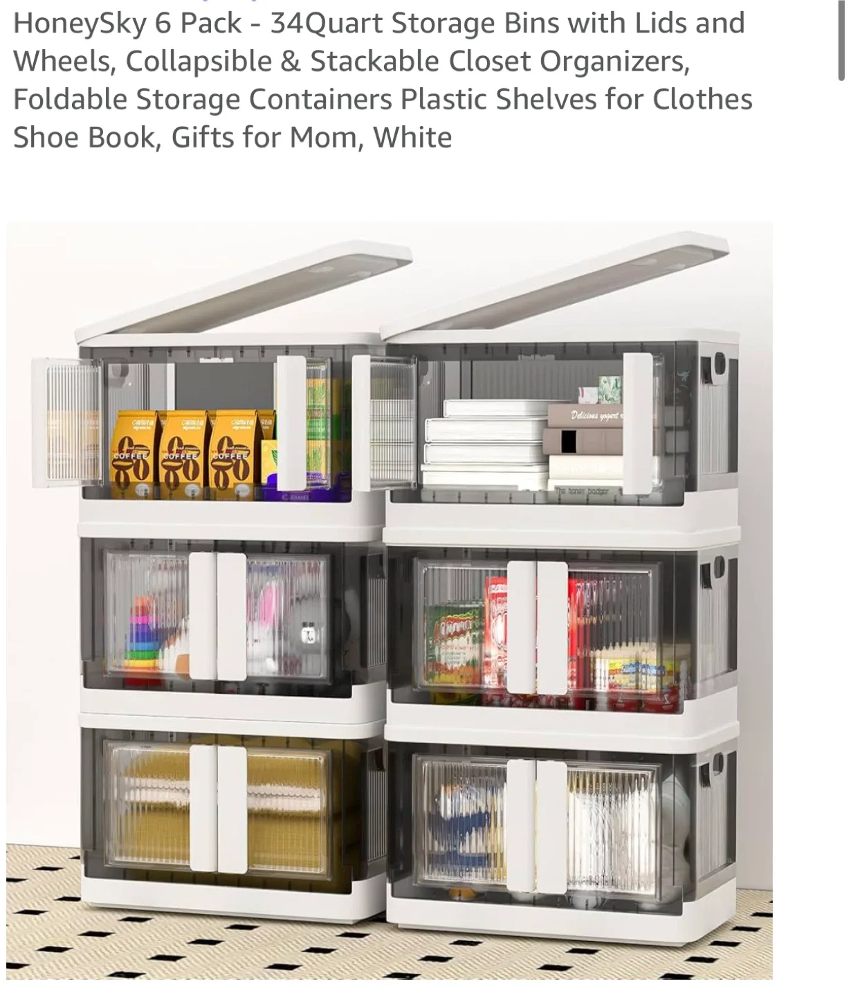 HoneySky Stackable Storage Bins with Lids & Wheels thumbnail