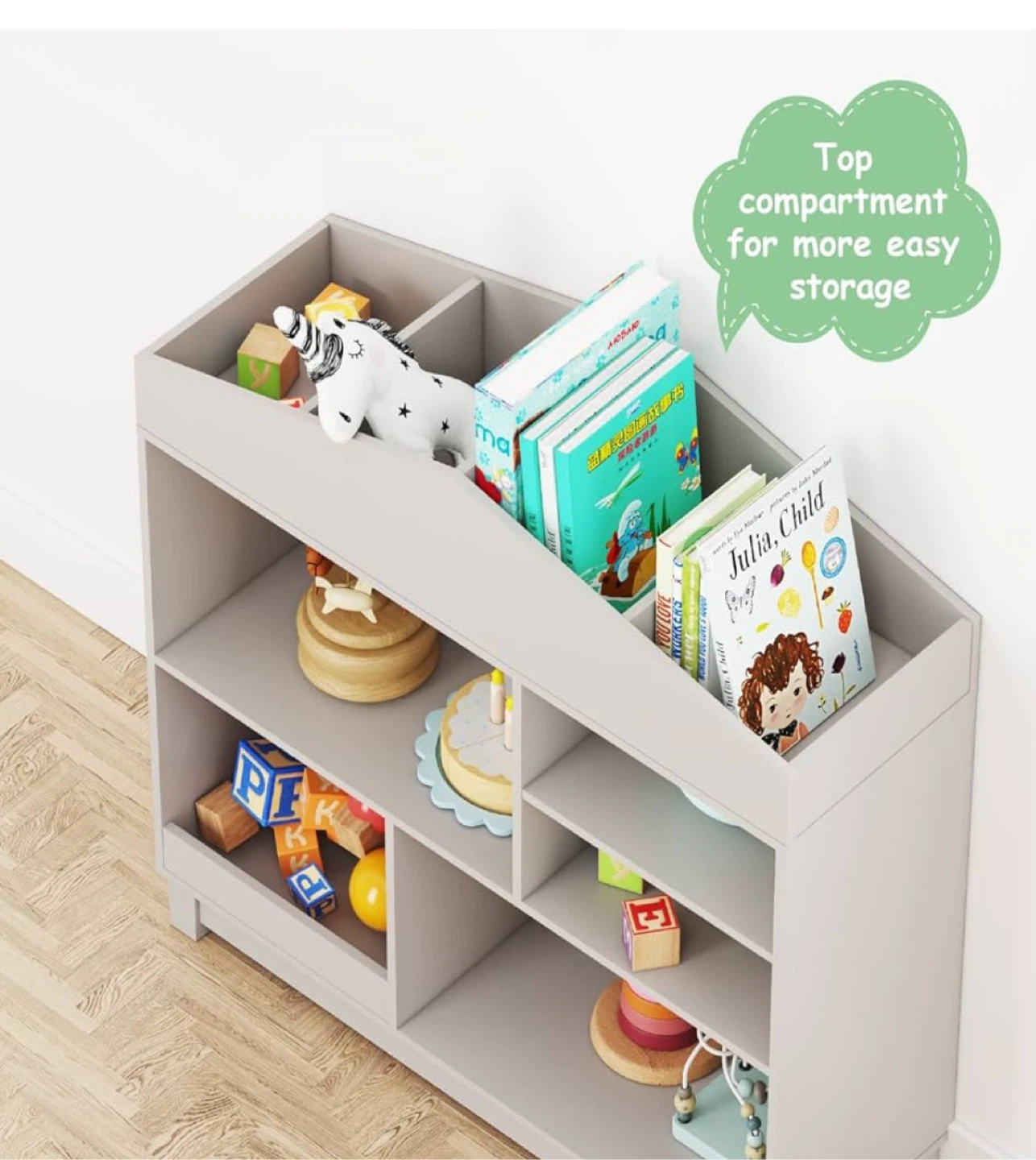 UTEX Kids Bookshelf - Gray Wooden Bookcase - photo 3