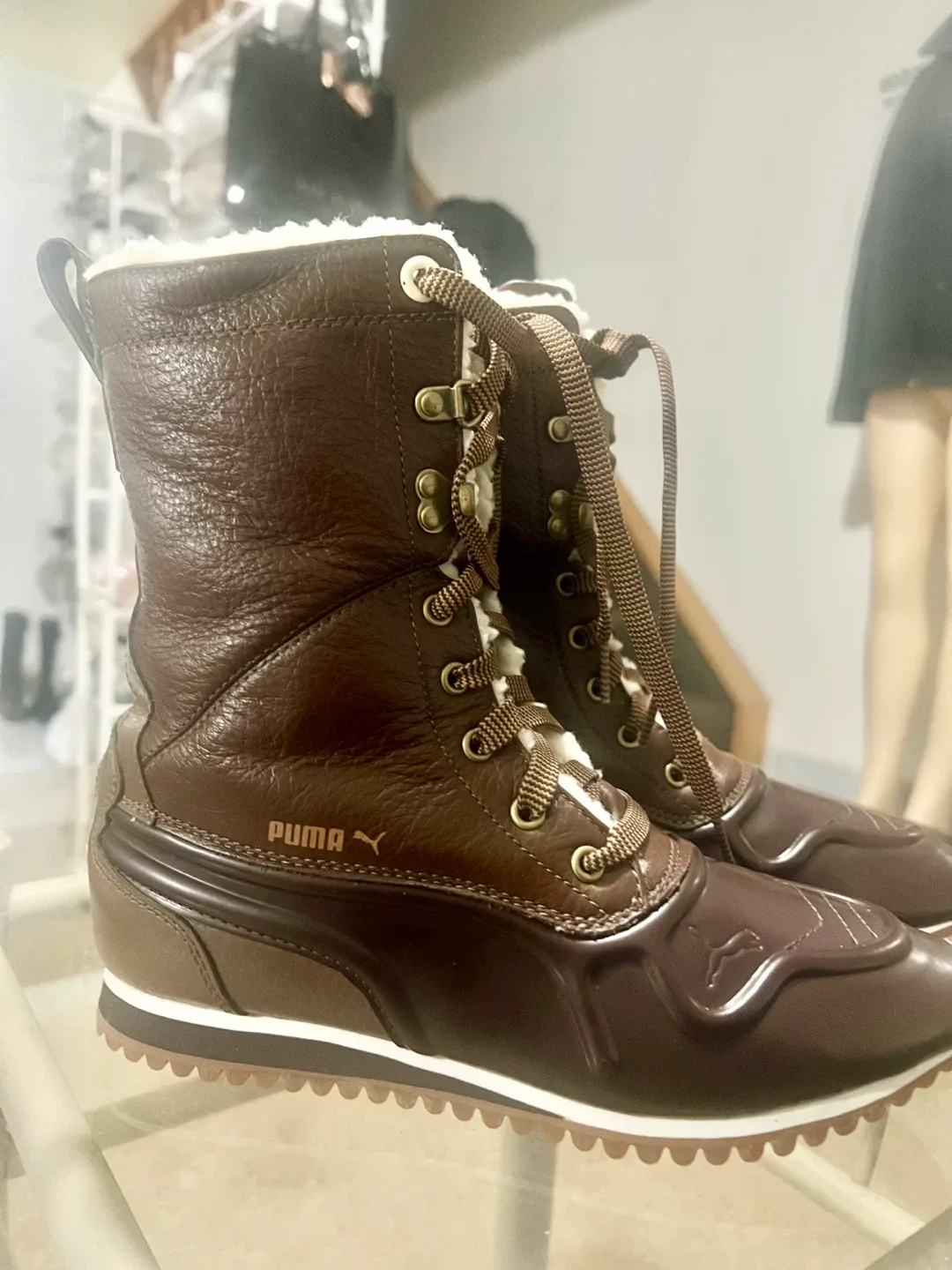 Puma Brown Leather Winter Boots thumbnail