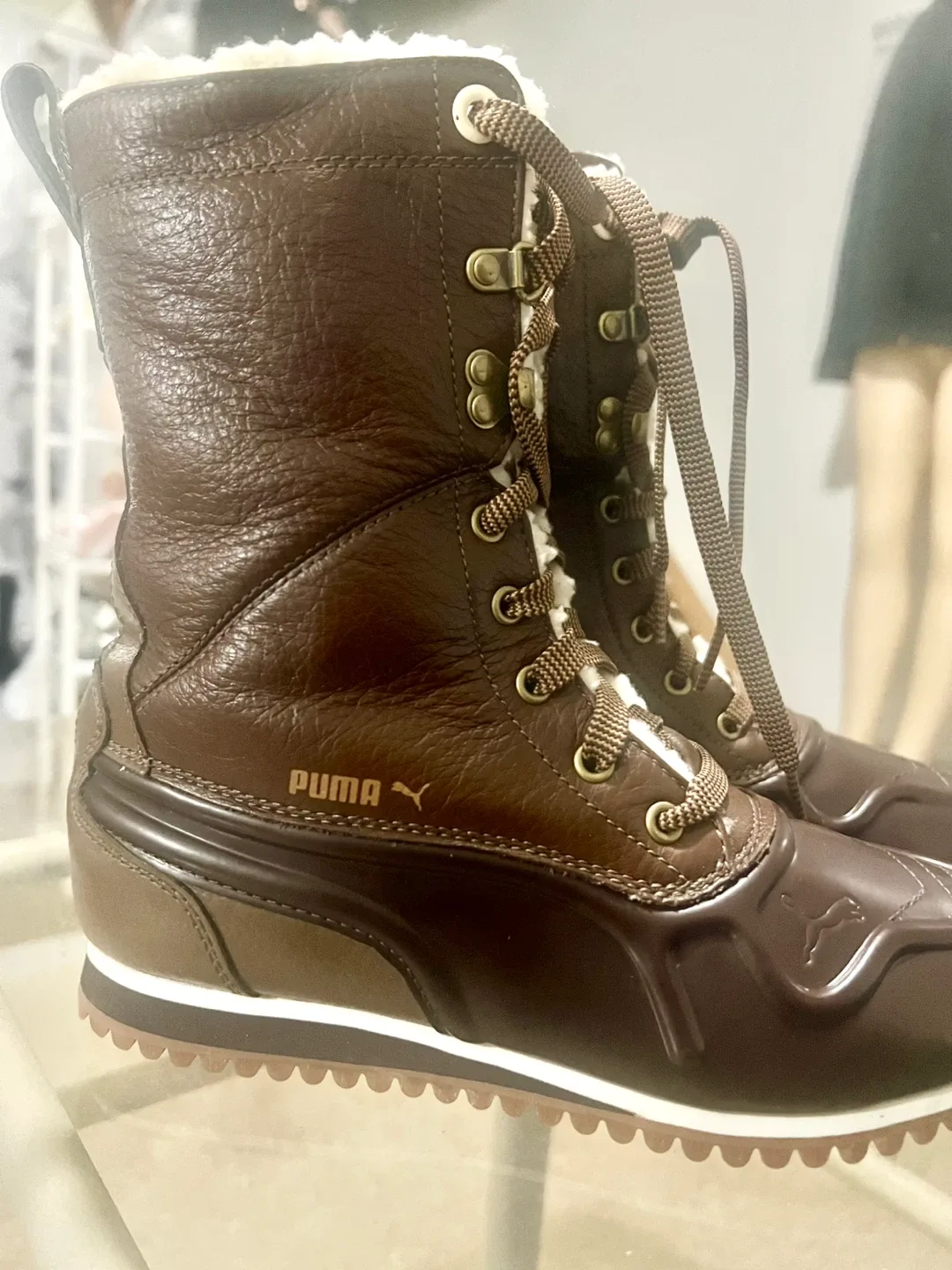 Puma Brown Leather Winter Boots image indicator(2)