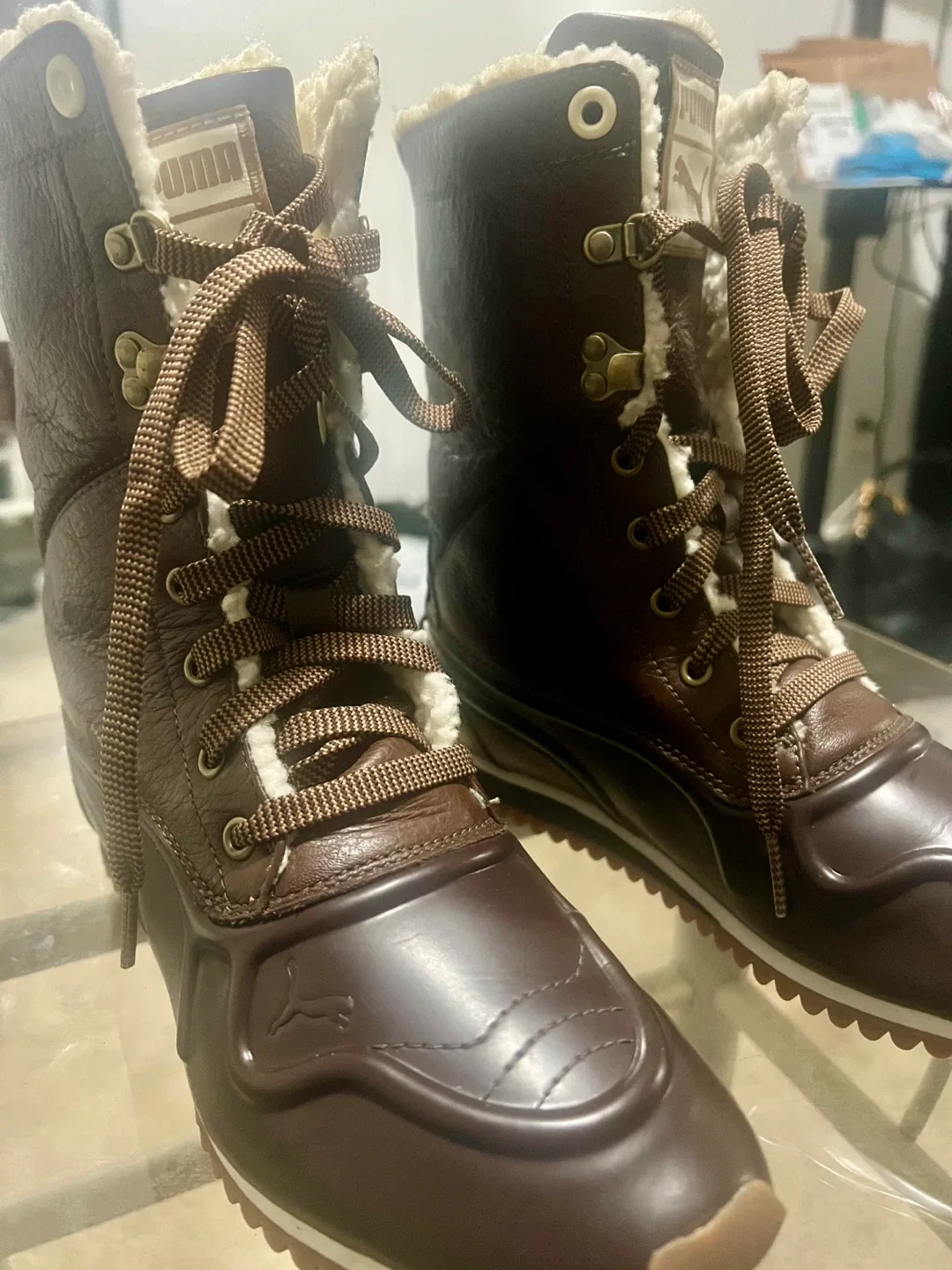 Puma Brown Leather Winter Boots image indicator(4)