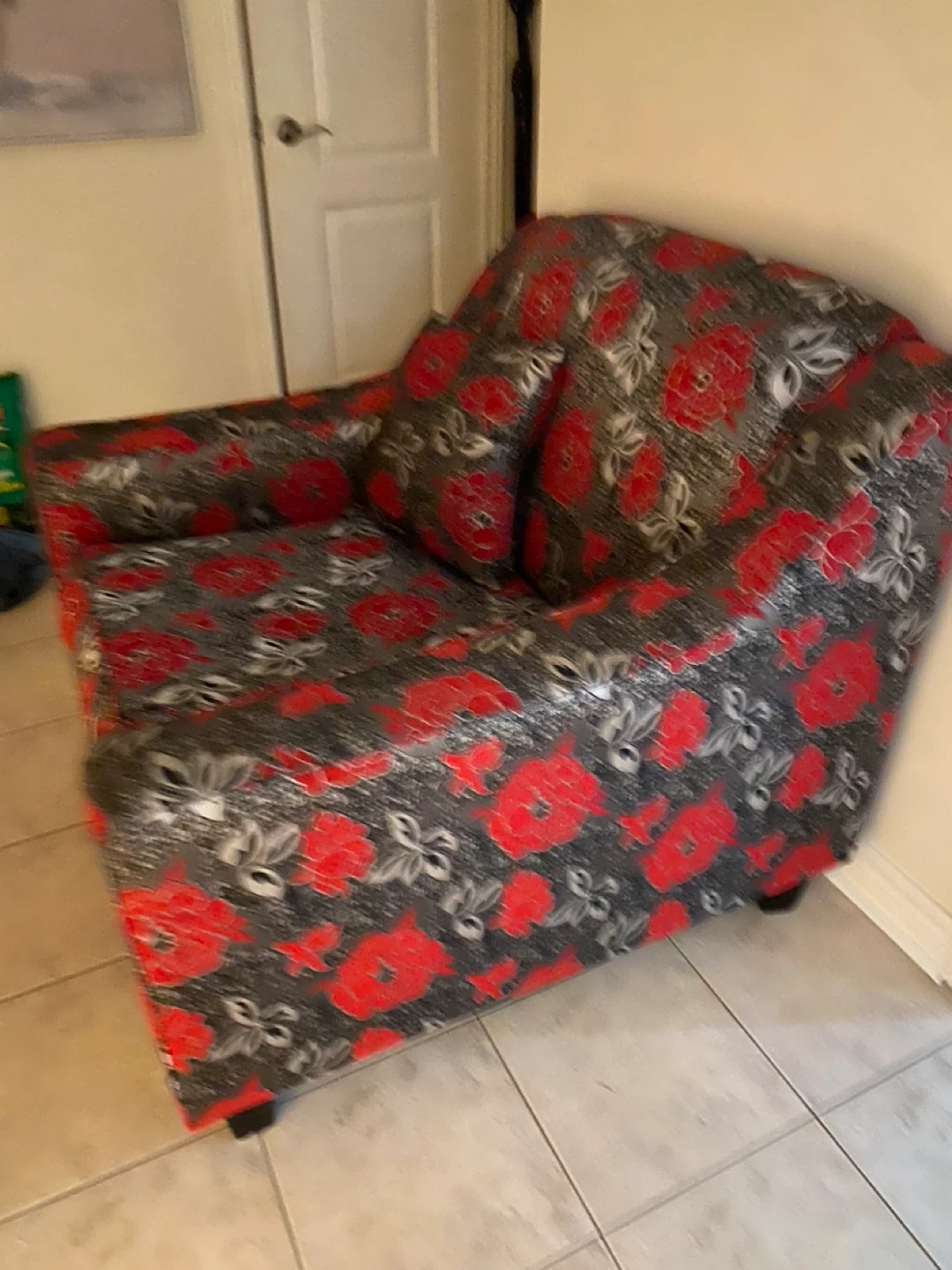Floral Armchair - Red & Grey - photo 2
