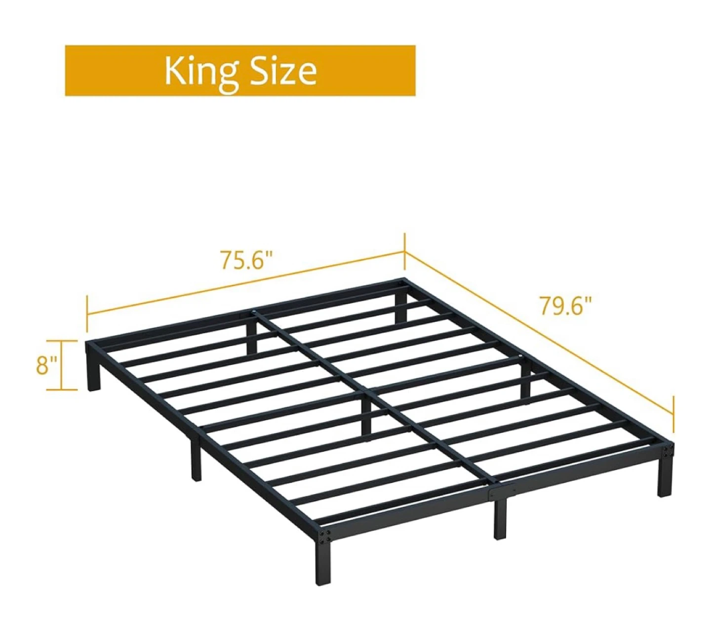 King Bed Frame, 9” Heavy Duty Low Profile Metal Platform - photo 3