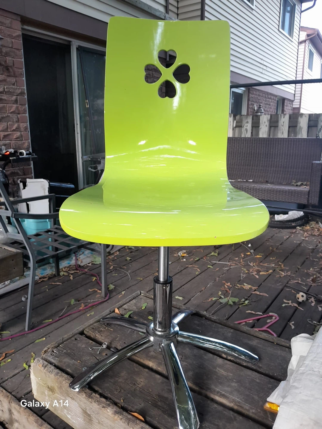 Lime Green Office Chair with Clover Cutout