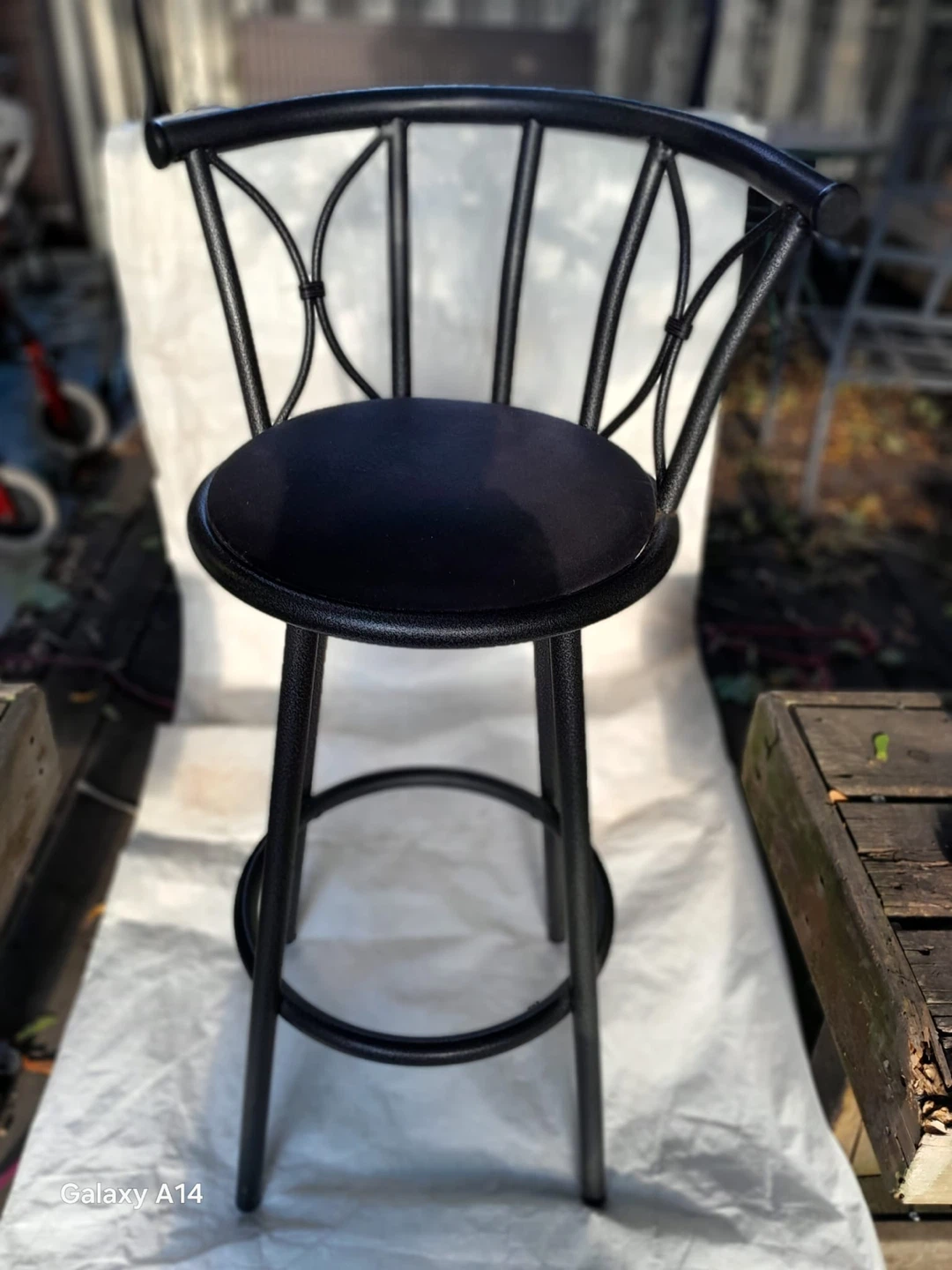 Black Metal Bar Stool with Backrest