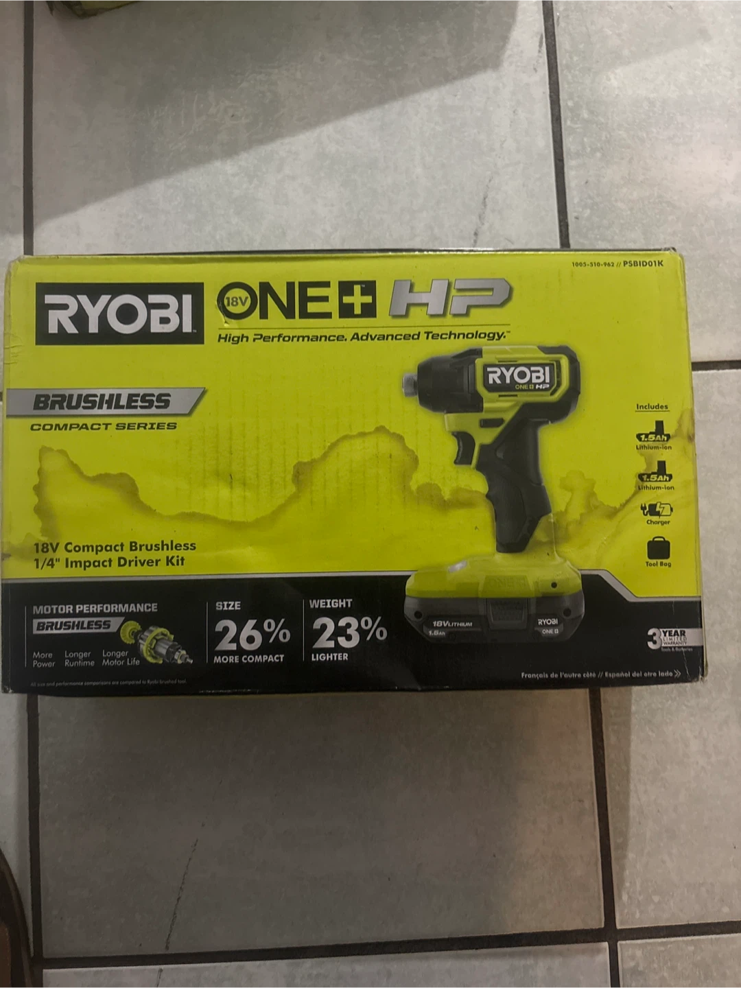 Ryobi ONE+ HP 18V Brushless Impact Driver Kit