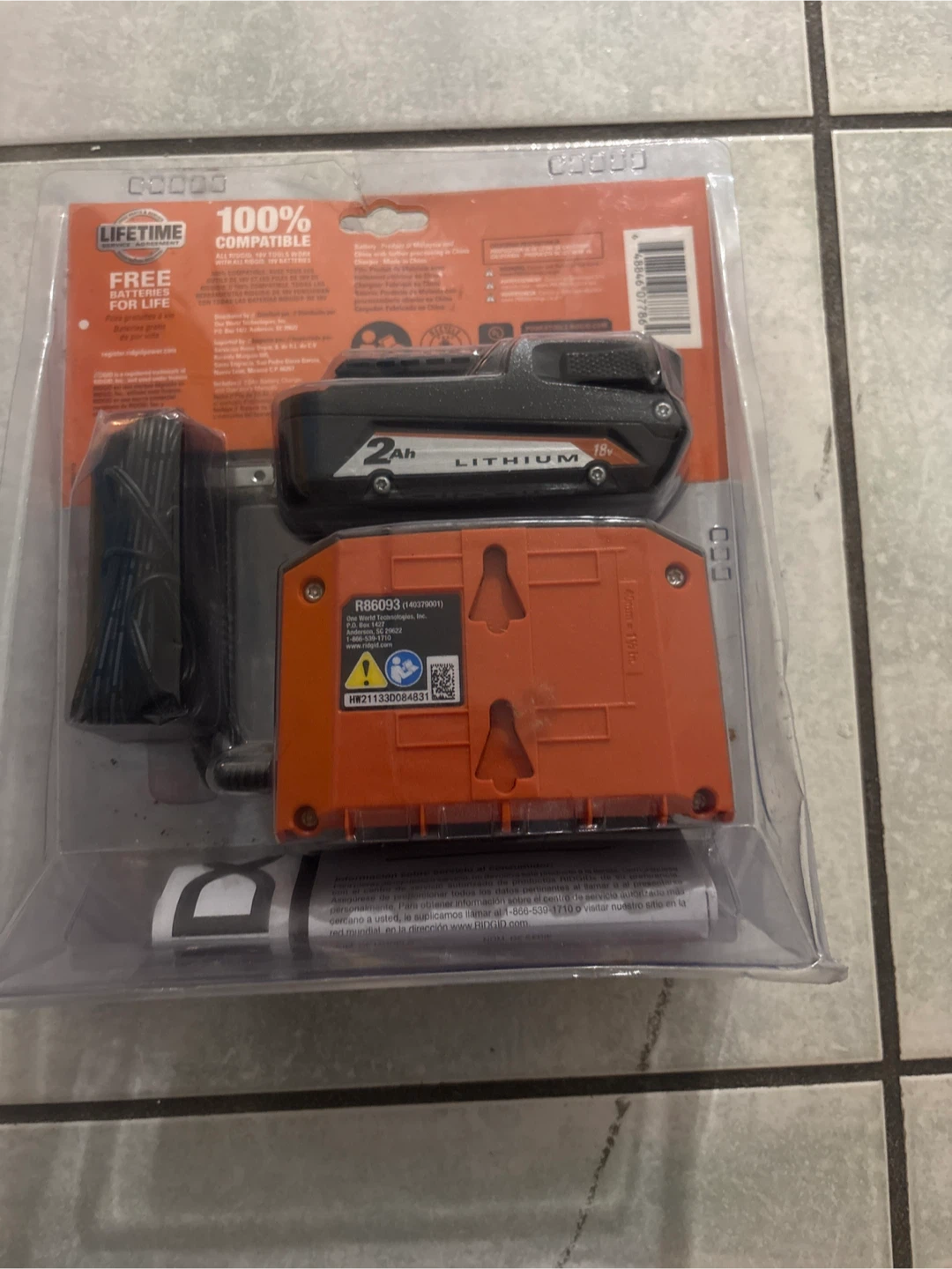 New RIDGID 18V 2.0Ah Lithium-Ion Battery Starter Kit - photo 2