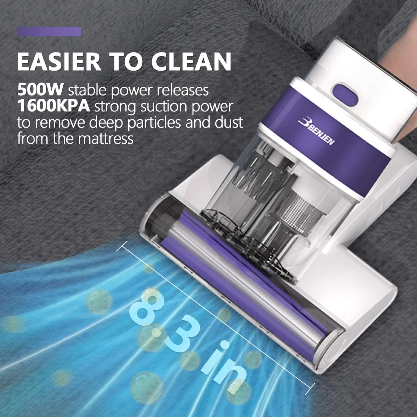 Mattress Vacuum Bed Vacuum Cleaner w UV-C Light image indicator(5)