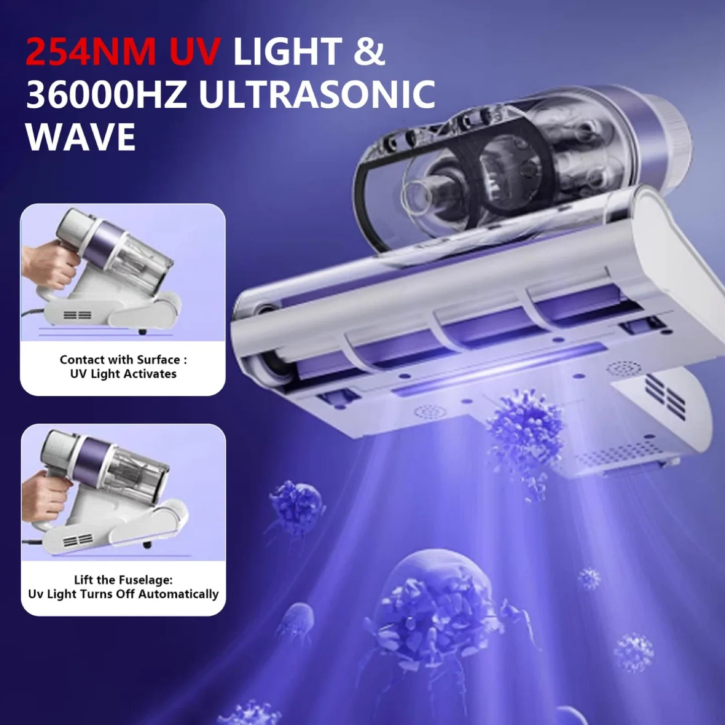 Mattress Vacuum Bed Vacuum Cleaner w UV-C Light image indicator(4)