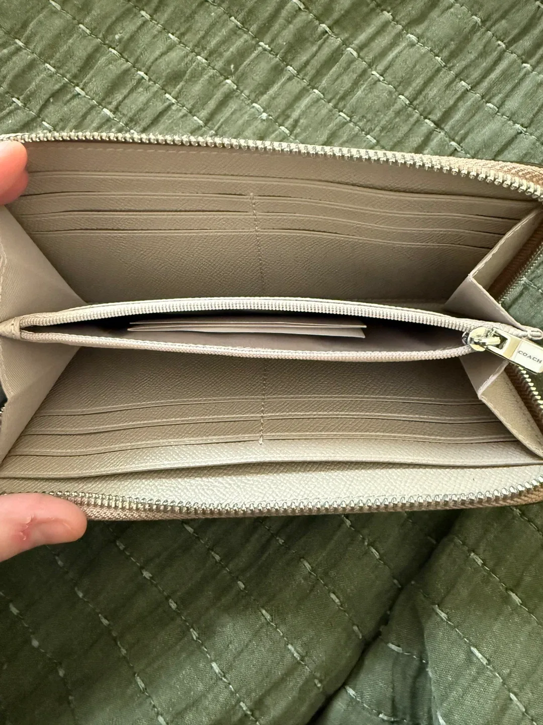 Coach F54007 Grey Birch Leather Zip Around Wallet image indicator(2)