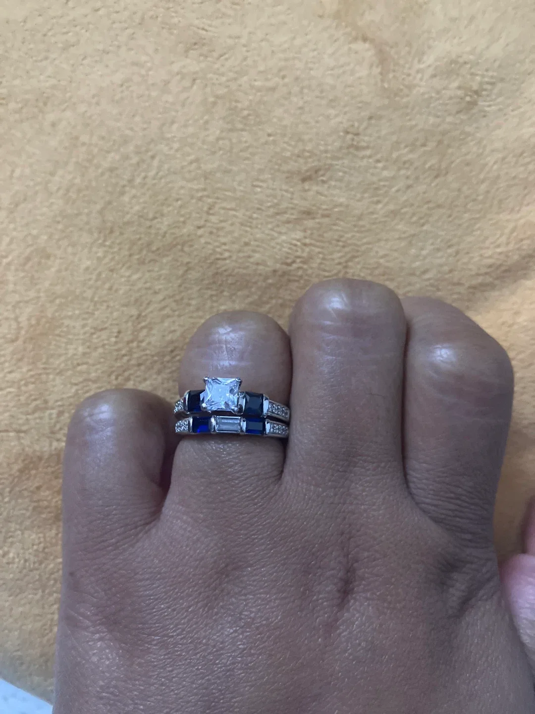 Silver 925 Ring Set with Blue Accents image indicator(2)