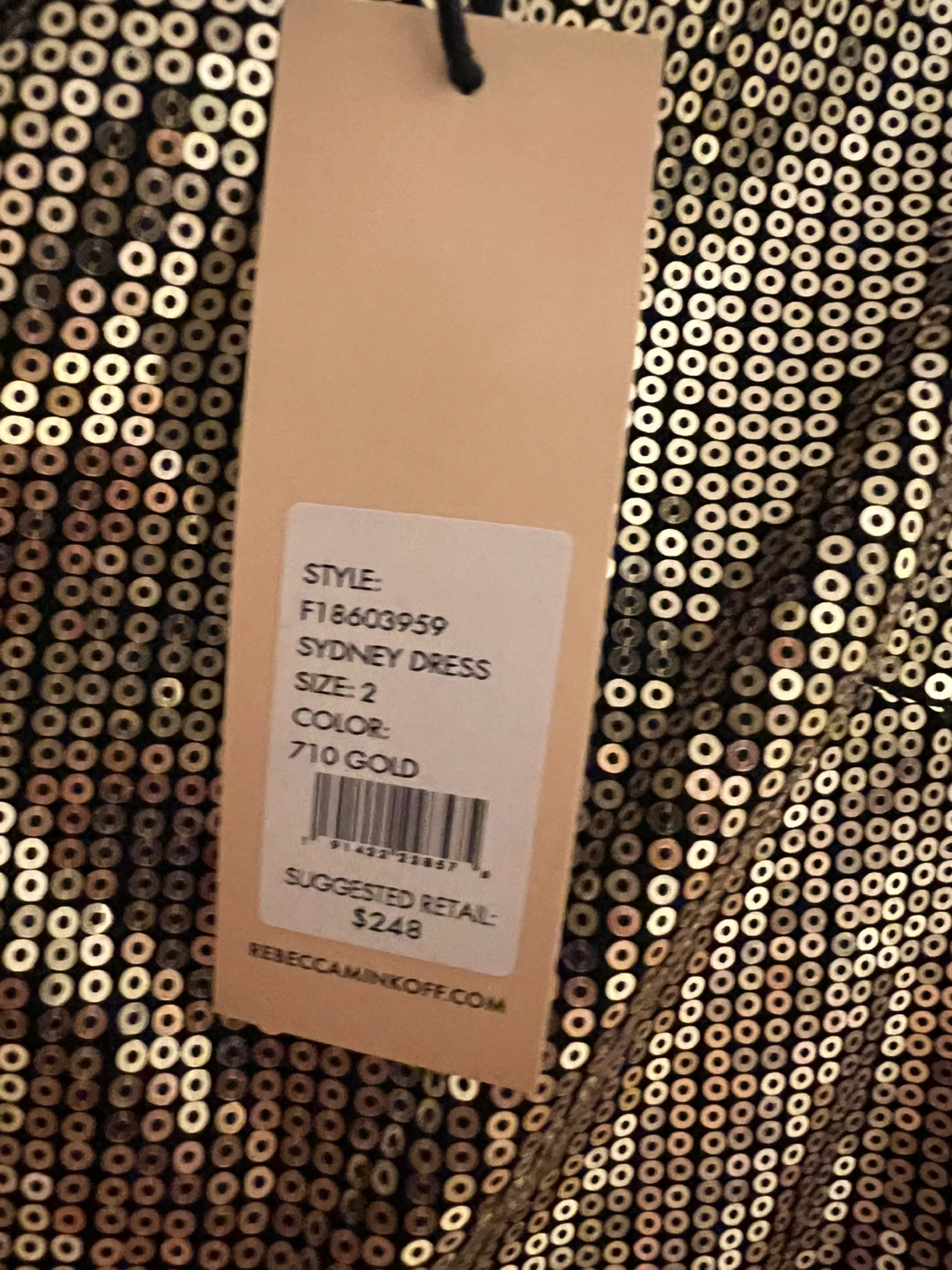 Rebecca Minkoff Sydney Dress - Size 2 Gold - photo 3