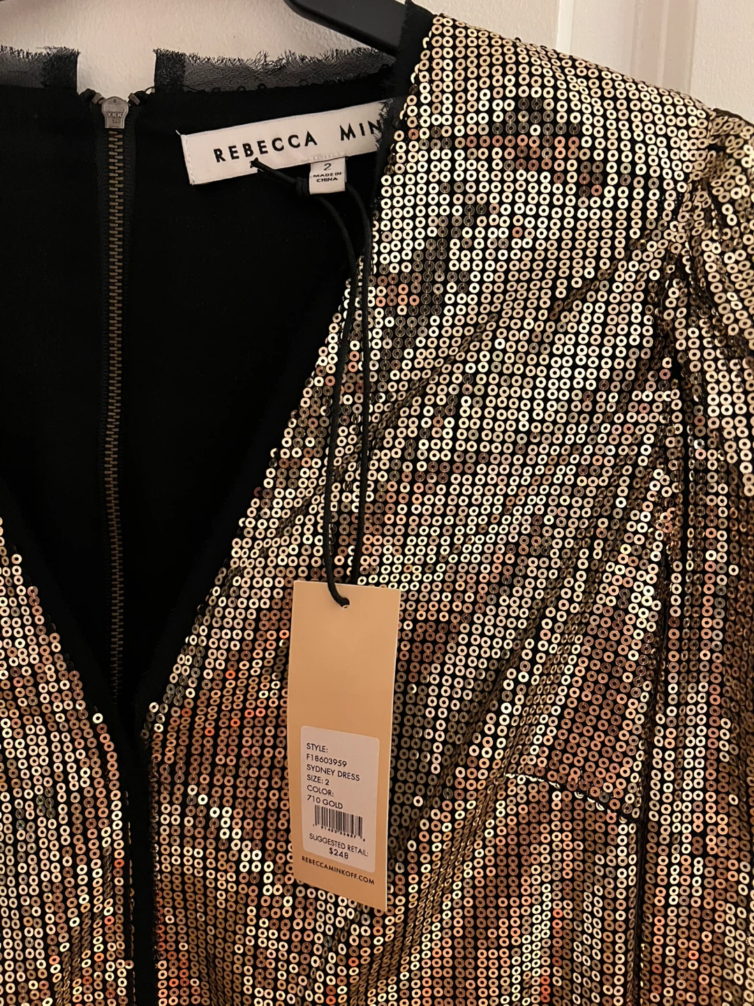 Rebecca Minkoff Sydney Dress - Size 2 Gold - photo 4