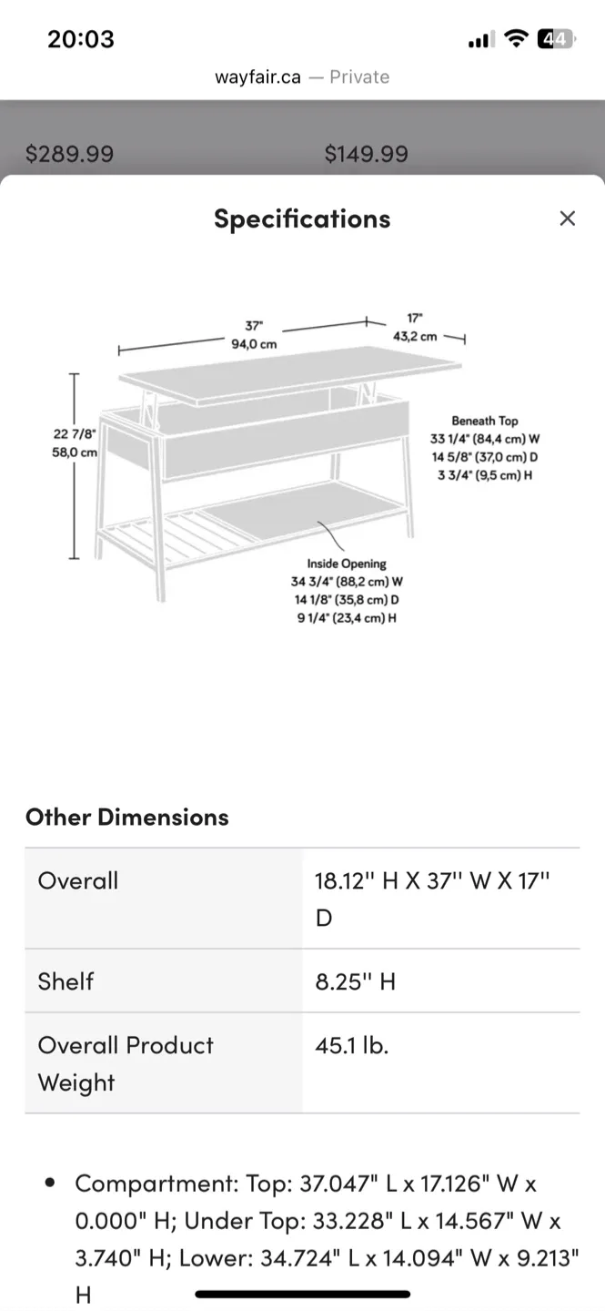 Dark Wood Coffee Table with Storage and Lift-Top image indicator(5)